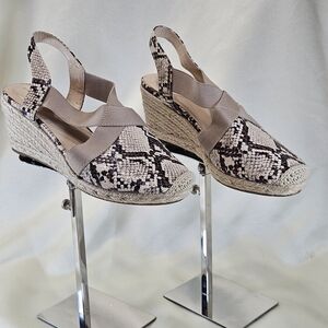 Bandolino Beige Snakeskin Wedge Sandals